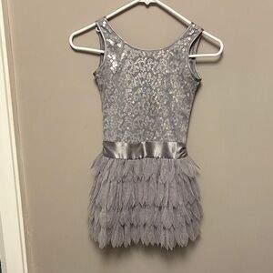 Elegant Silver Sequin Kids Dress